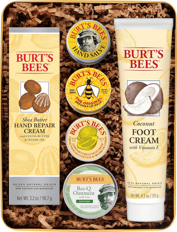 Burt'S Bees Gifts Ideas - Classics Set, 6 Products in Giftable Tin – Cuticle Cream, Hand Salve, Lip Balm, Res-Q Ointment, Hand Repair and Foot Cream