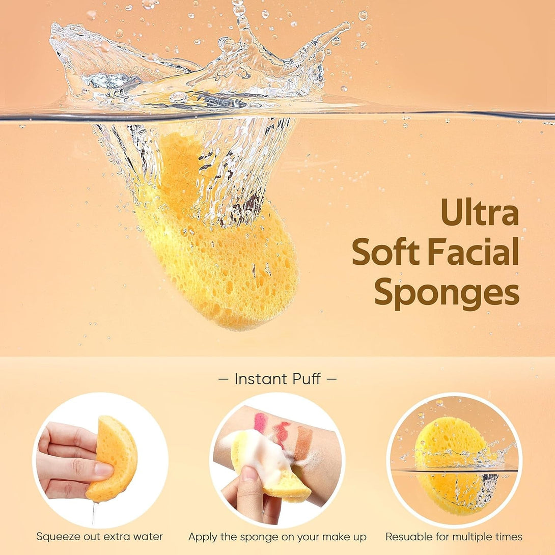 50-Count Compressed, GAINWELL Cellulose, 100% Natural Cosmetic Spa Sponges for Facial Cleansing, Exfoliating Mask, Makeup Removal