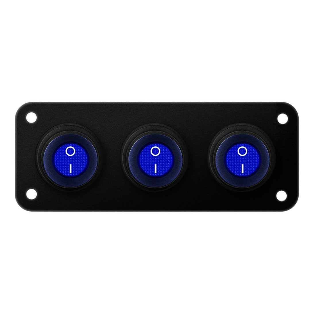 3 Gang 12V 20 Amp Toggle Rocker Switch Panel LED Breaker Waterproof Widely Fits for Auto Automotive Lights Car Marine Boat Yacht, Trailer, Caravan, Camper, Bus, Tractor, Jeep, Truck Vehicles & More