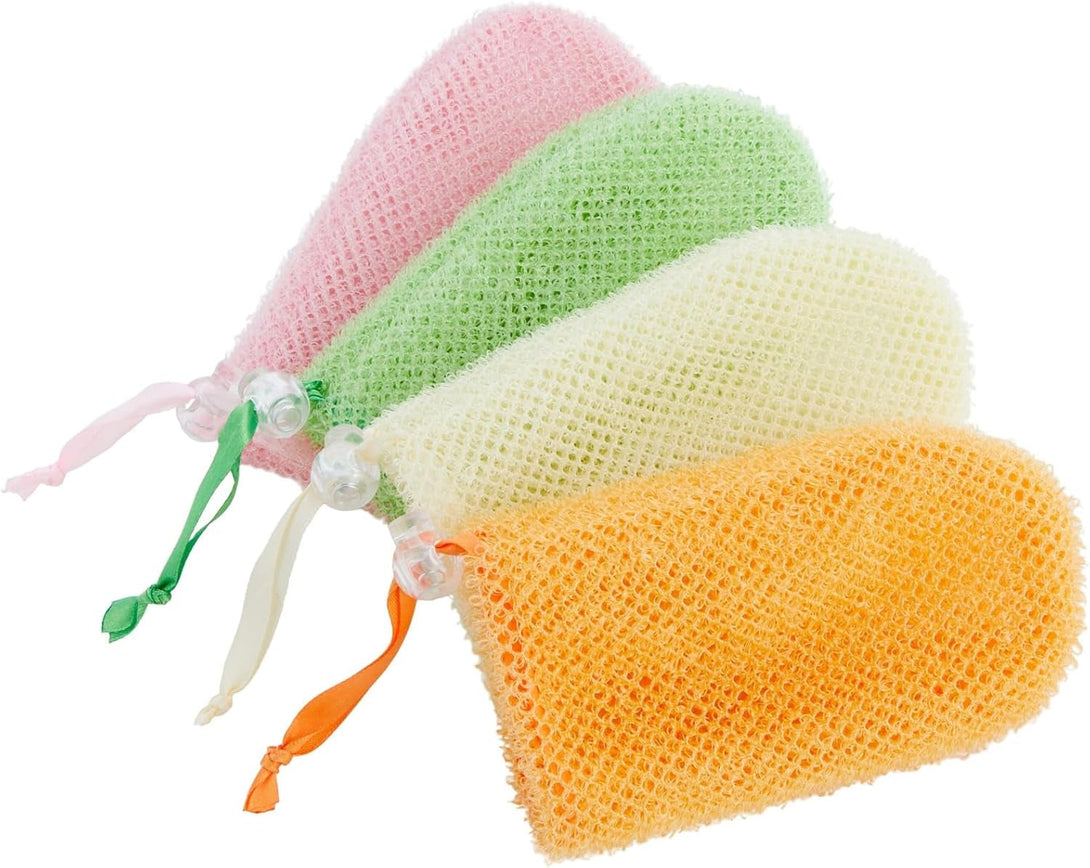 Juvale Soap Savers for Bar Soap with Drawstring Closure, Mesh Pouch for Exfoliating (4 Colors, 3.5 X 6 Inch) 4 Pack