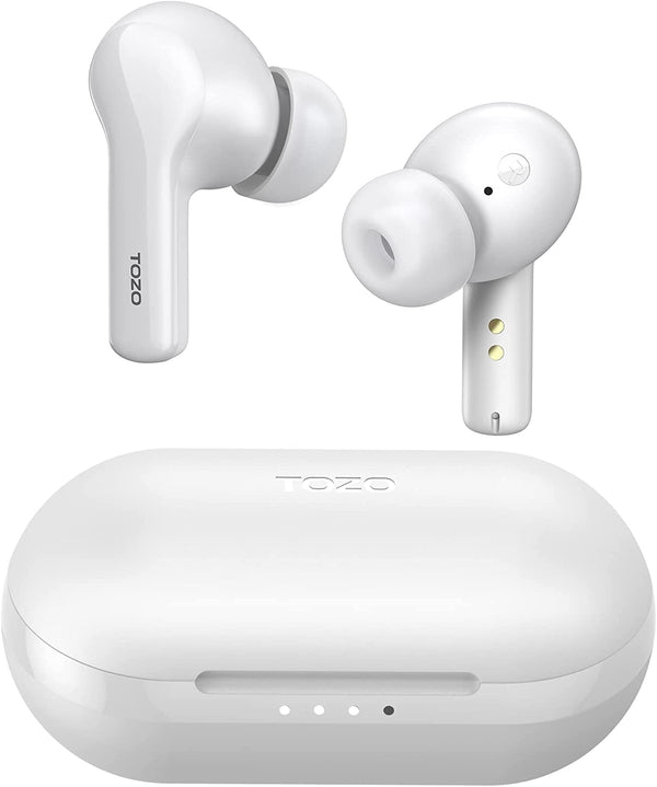 TOZO A2 Mini Wireless Earbuds Bluetooth 5.3 in Ear Light-Weight Headphones Built-In Microphone, IPX5 Waterproof, Immersive Premium Sound Long Distance Connection Headset with Charging Case, White
