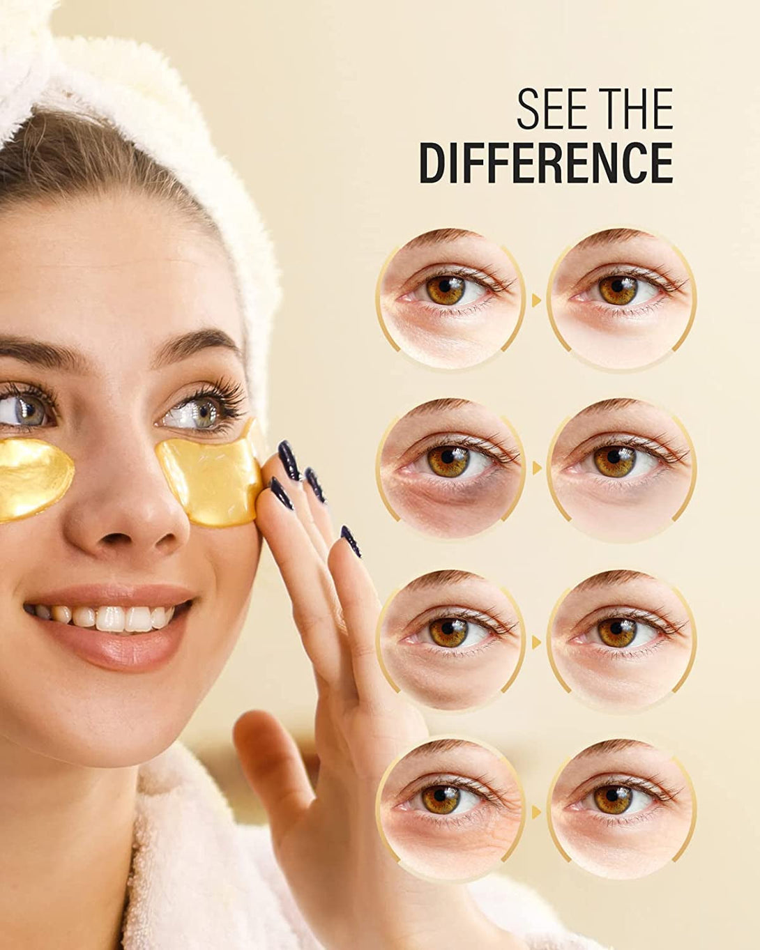24K Gold under Eye Patches (30 Pairs), Eye Mask, Collagen Skin Care Products, Eye Patches for Puffy Eyes, Eye Masks for Dark Circles and Puffiness