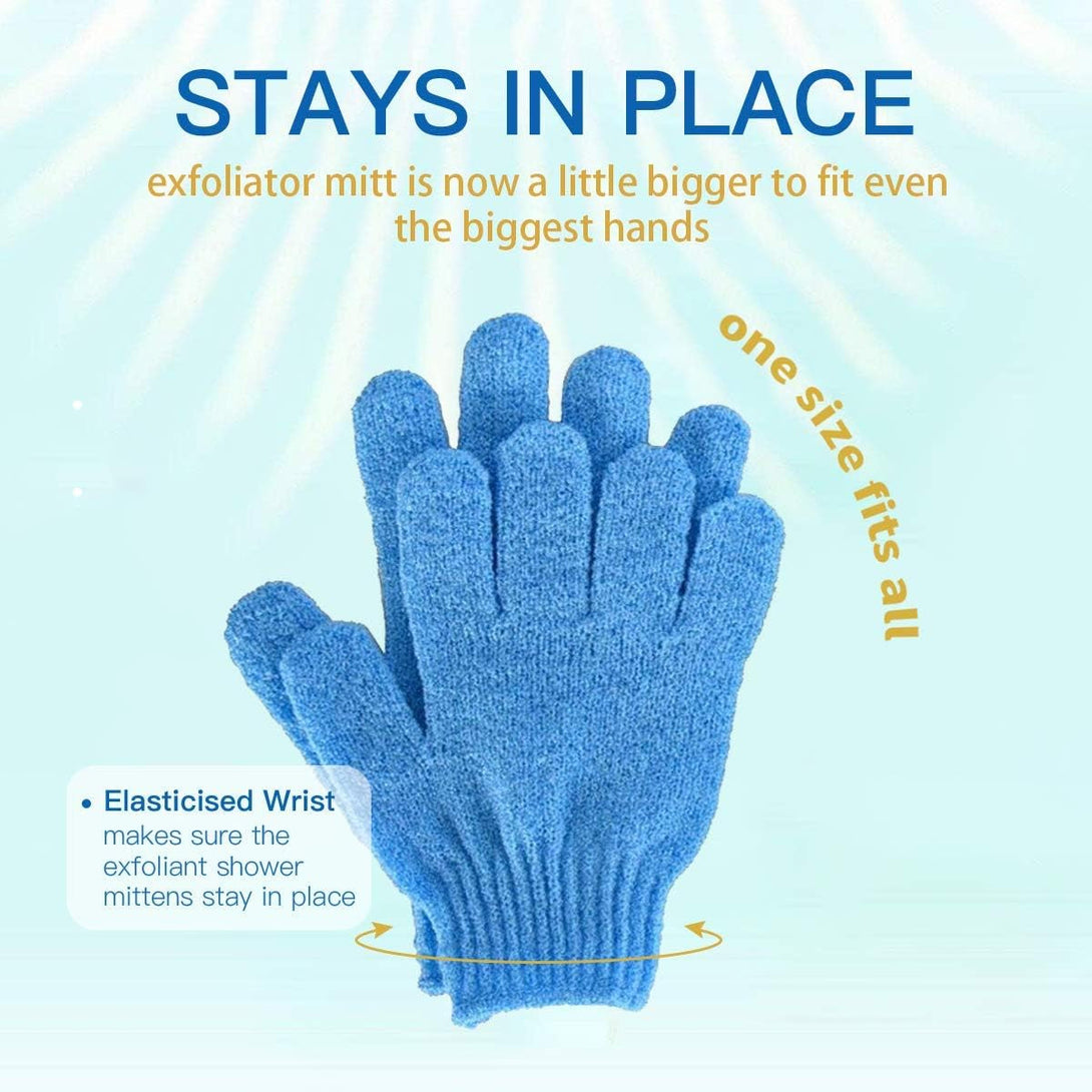 ATB 4 Pairs Exfoliating Gloves - Premium Scrub Wash Mitt for Bath or Shower - Luxury Spa Exfoliation Accessories for Men and Women