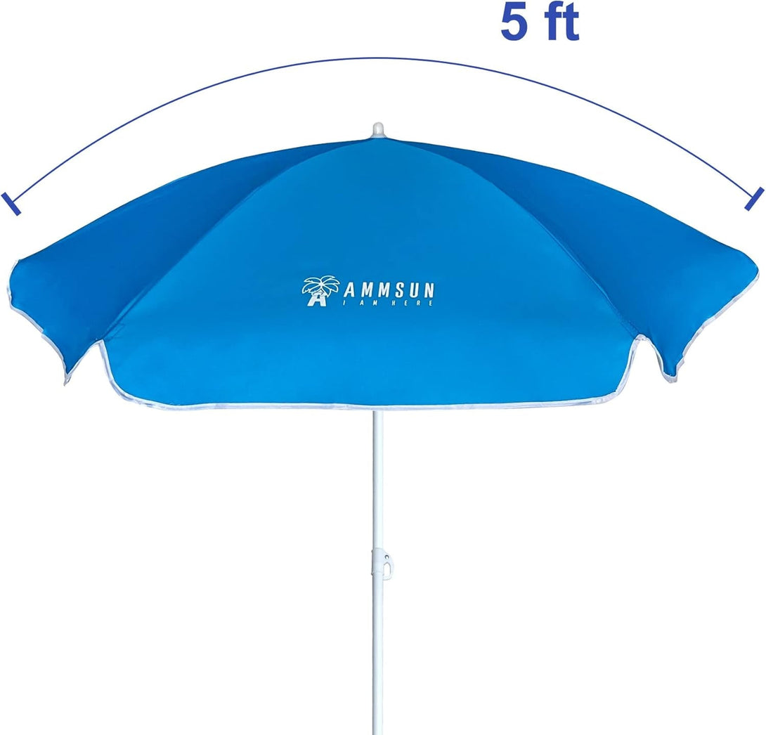 AMMSUN 5Ft Seaside Beach Umbrella for Sand and Water Table - Kids Durable Umbrellas for Children Beach Camping Garden Outdoor Play Shade