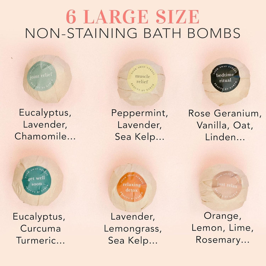 Bath Bombs Gift Set, USA Made with Organic & Natural Ingredients, Relaxing Spa Gifts for Women & Men