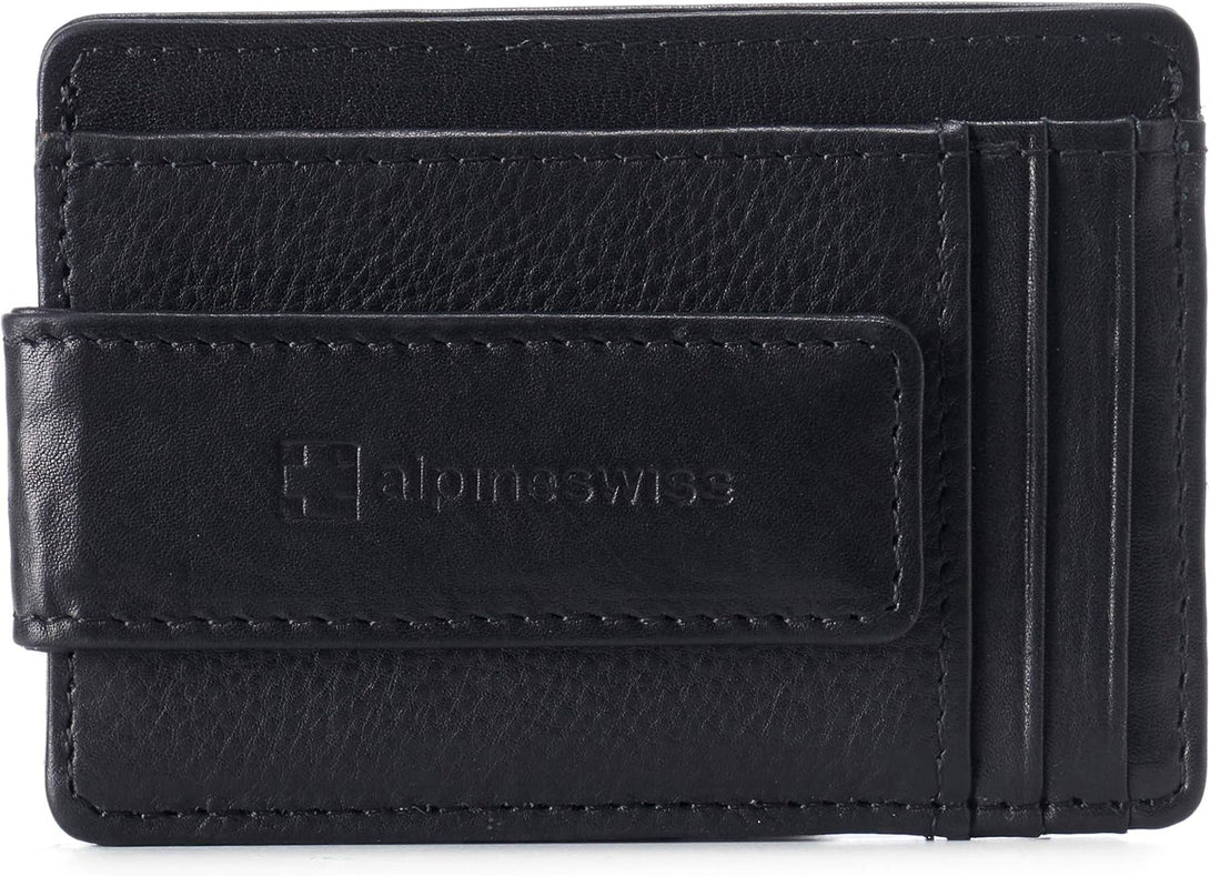 Alpine Swiss Harper Mens RFID Slim Money Clip Front Pocket Wallet Minimalist Leather ID Card Holder