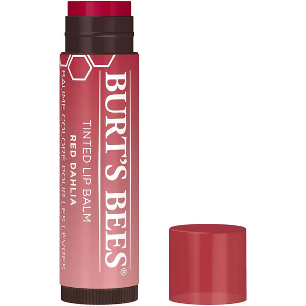 Burt'S Bees Lip Tint Balm Valentines Day Gifts with Long Lasting 2 in 1 Duo Tinted Balm Formula, Color Infused with Hydrating Shea Butter for a Natural Buildable Finish, Fiery Red Dahlia (2-Pack)