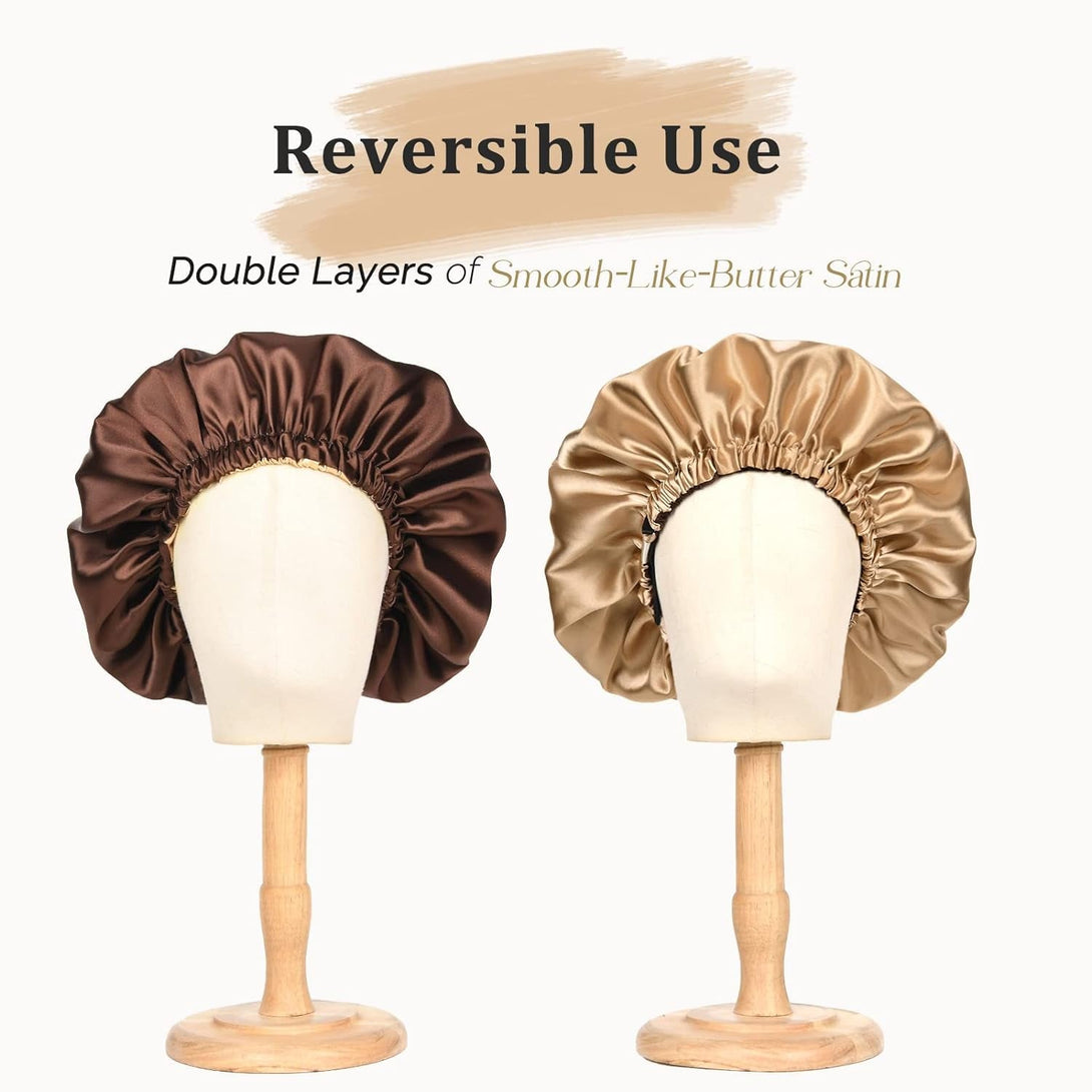 YANIBEST Double Layer Satin Bonnet Silk Bonnet Adjustable Hair Bonnet for Sleeping Bonnets for Women Curly Natural Hair Mom