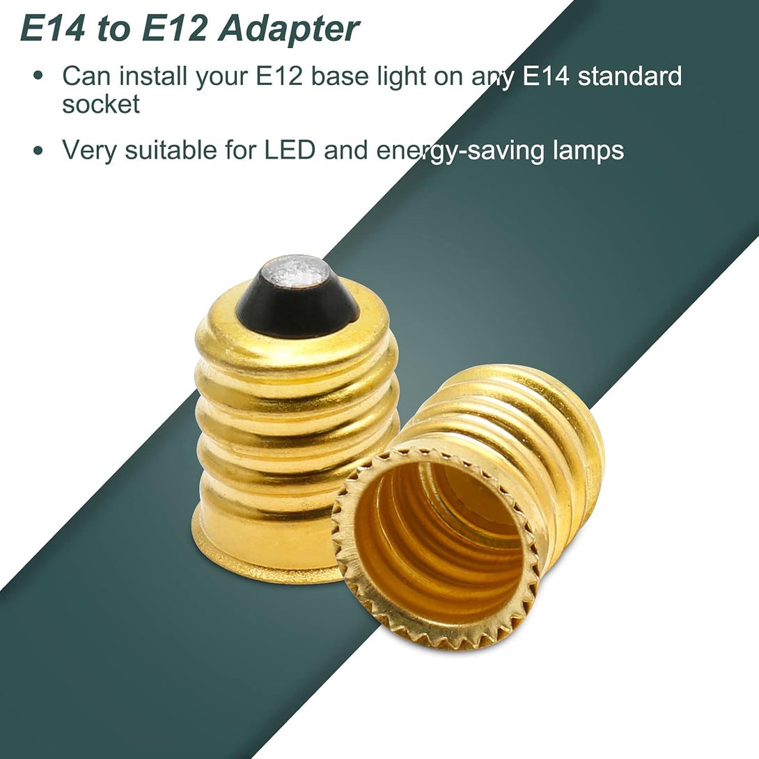 10 Pack E14 to E12 Adapter Converter, European to Candelabra Reducer, Pure Copper Light Adapter Socket Bulb Adapter, Golden Lamp Adapter