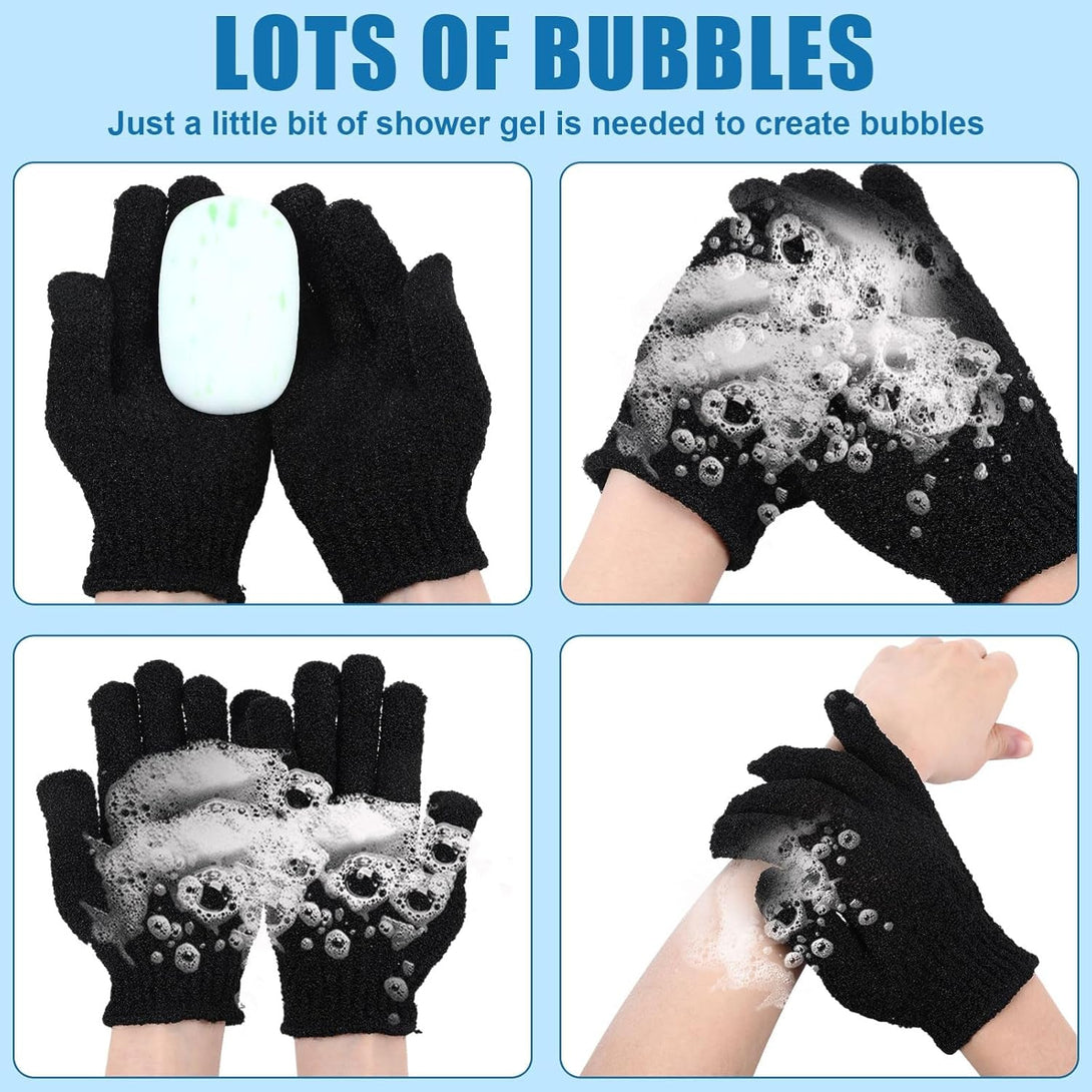 60Pcs Exfoliating Gloves Bulk, Exfoliating Body Scrubber Glove Exfoliator for Body Scrub Mitt, Bath Gloves for Shower Exfoliating Shower Gloves for Women Bathing Accessories Father'S Day Gifts(Black)
