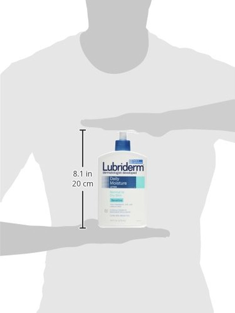 Lubriderm Daily Moisture Body Lotion for Sensitive, Dry Skin, Enriched with Vitamin B5, Dye and Lanolin Free, Unscented and Non-Greasy, 16 Fl. Oz
