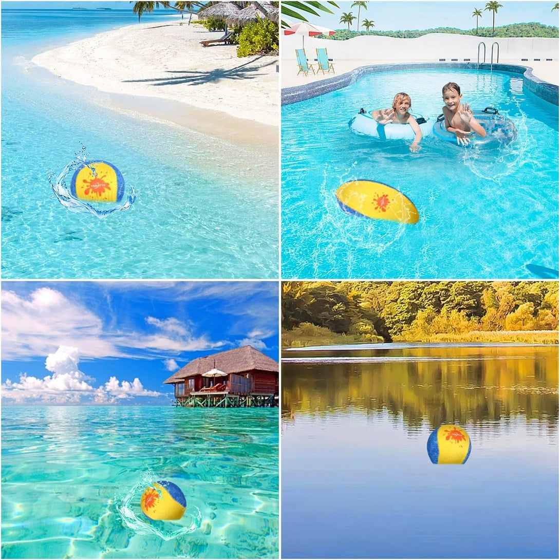 4 Pack Beach Toys, Water Skip Ball,Skip Balls for Swimming Pools，Soft and Durable TPR Material，Suitable for Swimming Pool Toys, Beach Toys, Water Toys, and Beach Games