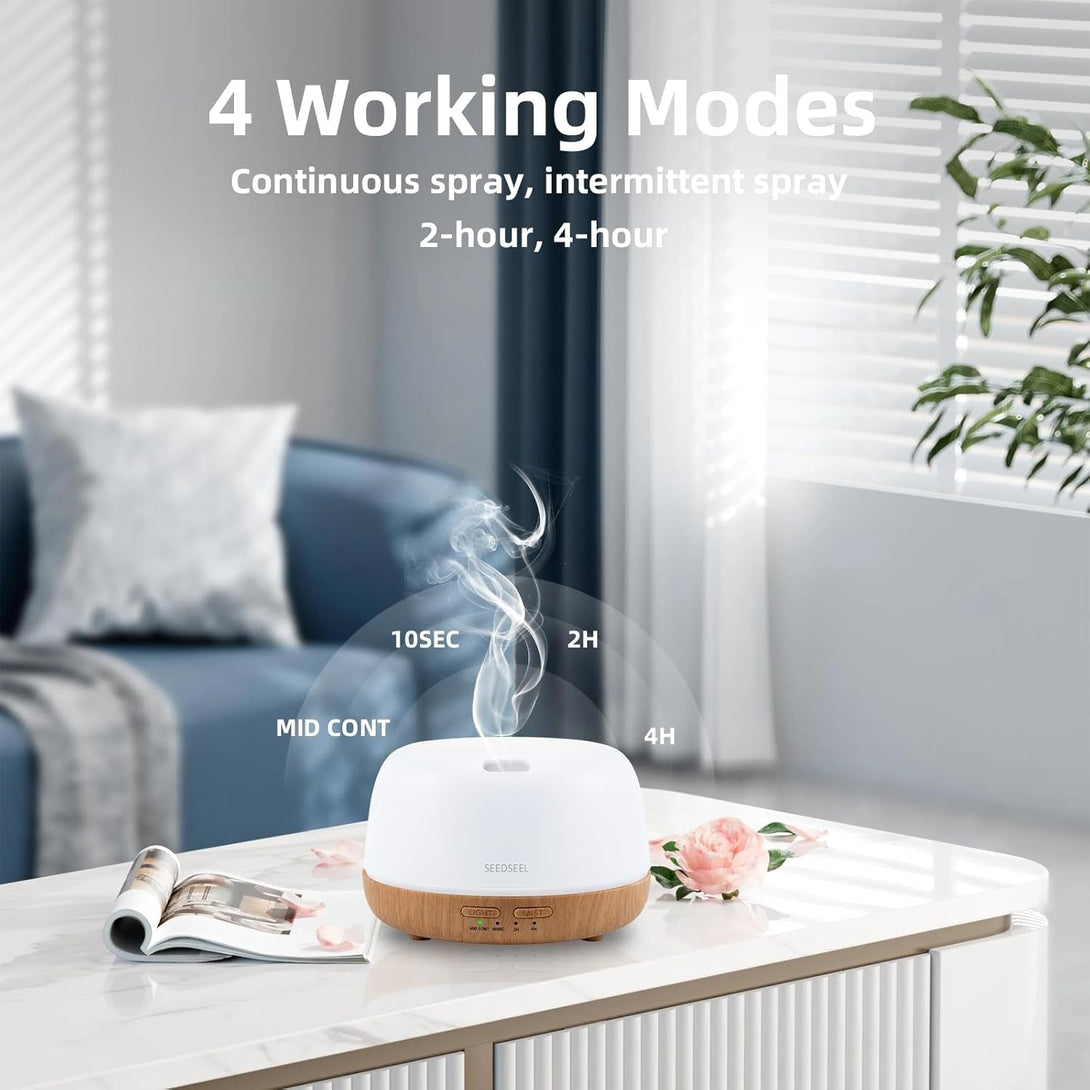 300ML Essential Oil Diffuser with 7-Color LED Lights and Remote Control, Modern Minimalist Design, High-Efficiency Ultrasonic Mist Aromatherapy Diffuser for Home