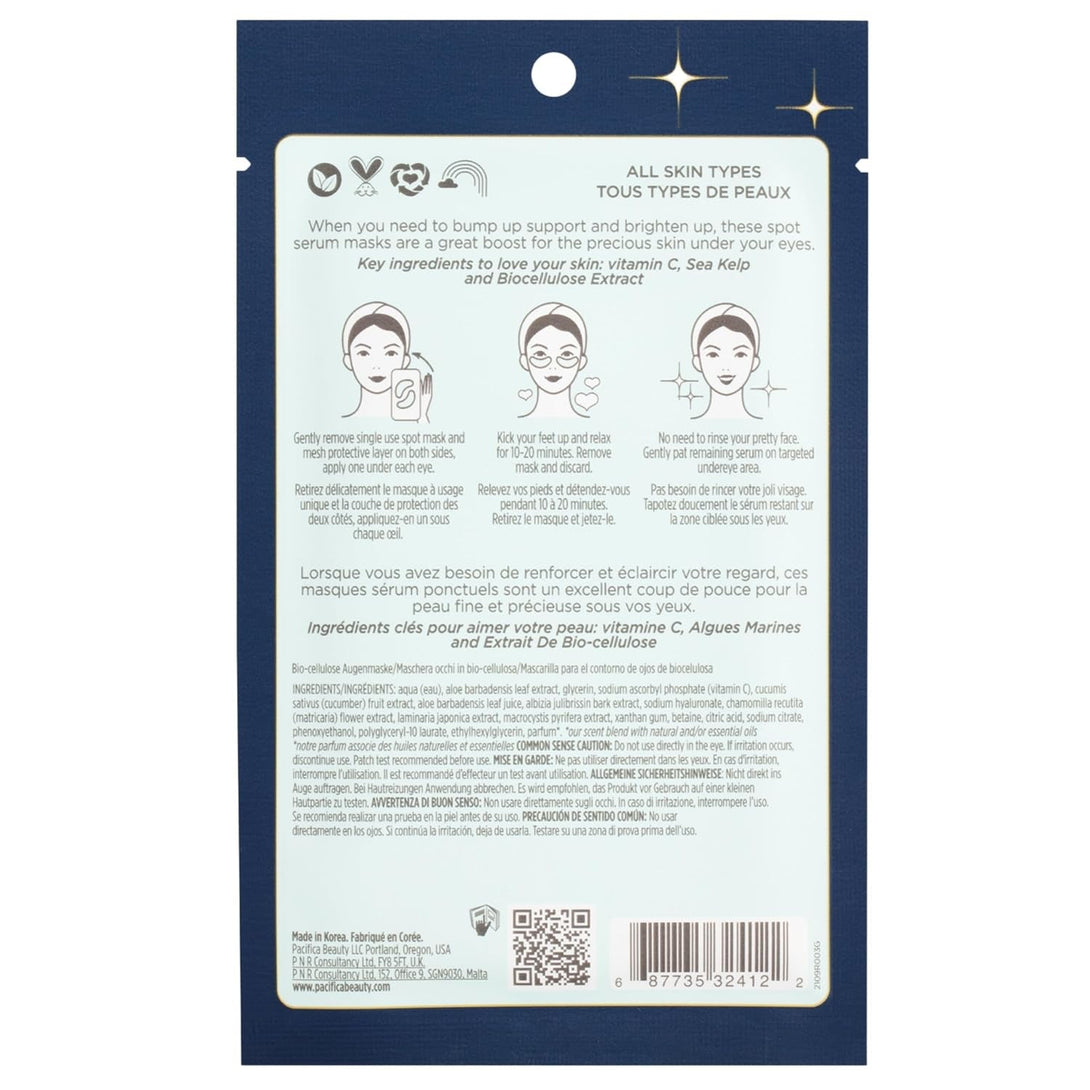 Pacifica Undereye Spot Serum Mask – Bright Eye Vitamin C Mask for Dark Circles & Hydration, Brightening under Eye Treatment, Vegan & Cruelty-Free, 1 Pack