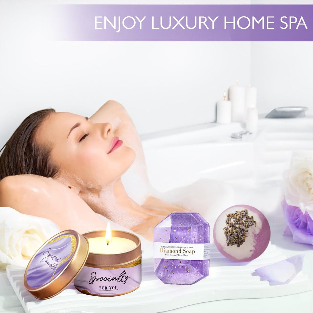 Gifts for Women, Birthday Gifts for Women, Happy Birthday Gifts Basket for Women,Lavender Relaxing Spa Gifts Basket for Best Friends Female Women Sister Mom Wife Her Girlfriend Coworker