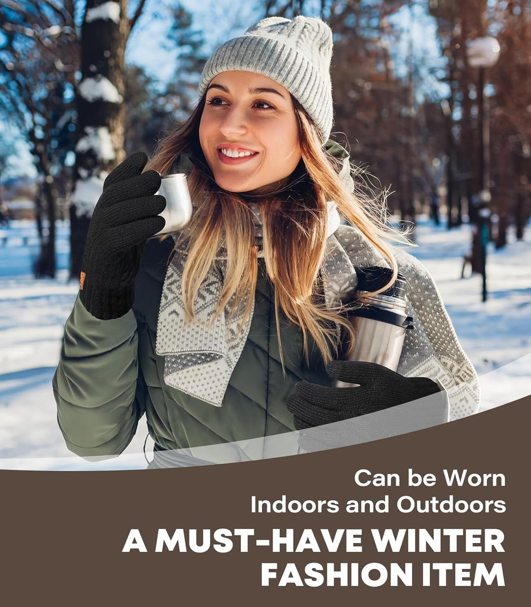 Winter Gloves for Men Women-Warm Touchscreen Cold Weather Gloves,Wool Knit Thermal Adults Gloves for Driving Texting