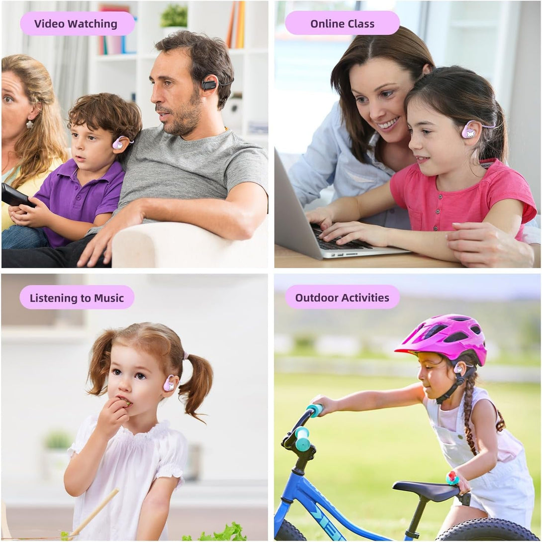 Kids Headphones, LK15 Open Ear Bluetooth Headphones with Air Conduction, Ultra-Light, 85Db Volume Limiting Wireless Headphone for Children Teens Boys Girls (Purple)