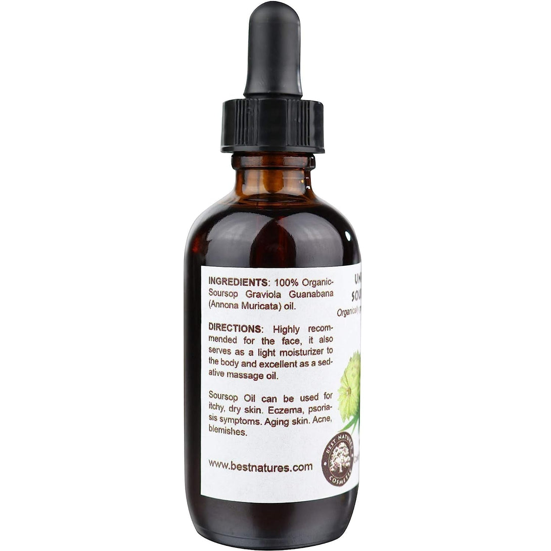 Best Nature'S Cosmetics Virgin Soursop Graviola Guanabana Oil (Organic, Undiluted, Cold Pressed, Unrefined) 1 Oz / 30 Ml – Natural Moisturizer for Dry and Damaged Skin.