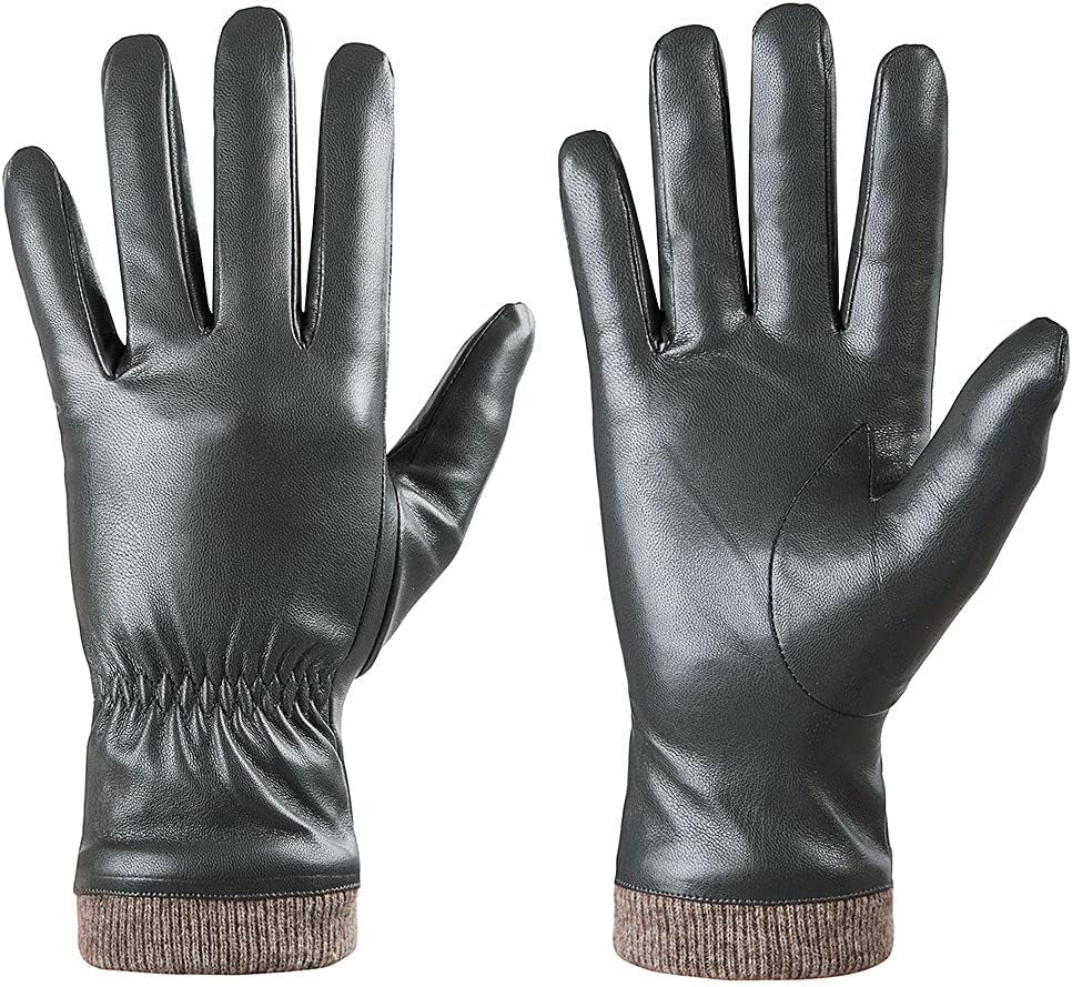 REDESS Winter Leather Gloves for Women, Wool Fleece Lined Warm Gloves, Touchscreen Texting Thick Thermal Snow Driving Gloves