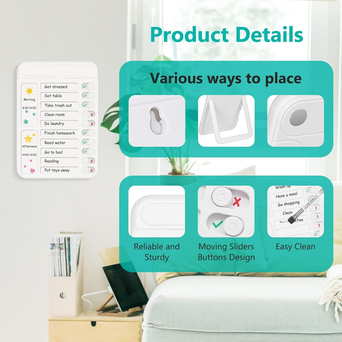 2Pcs Chore Chart for Kids to Do List Checklist Board Detachable Message Slider Schedule Planning Boards with 30Pcs Blank Checklist 4Pcs Cardstock for Habit Tracker or Daily and Weekly Planner