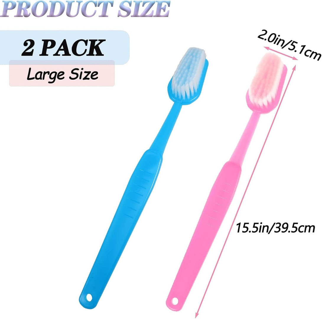 2 Pack Large Toothbrushes, 15.75 Inches Giant Toothbrush Prop, Big Brush Oversized Gag Novelty Toys for Costume Take Picture Comedy Party Favors Pet Grooming Brush (Pink, Blue)