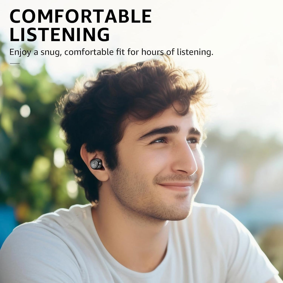 TOZO E1 Wireless Earbuds Build in Mic Clear Calls Ergonomic Light Weight Bluetooth 5.3 in Ear Headphones IPX6 Waterproof Premium Stereo Sound Ear Buds 30H Playtime with 32 Eqs via APP, Black