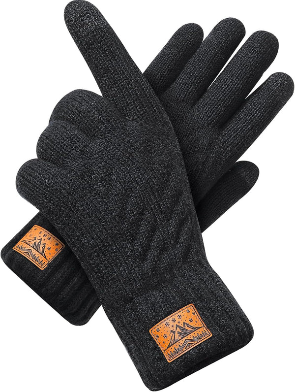 Winter Gloves for Men Women-Warm Touchscreen Cold Weather Gloves,Wool Knit Thermal Adults Gloves for Driving Texting