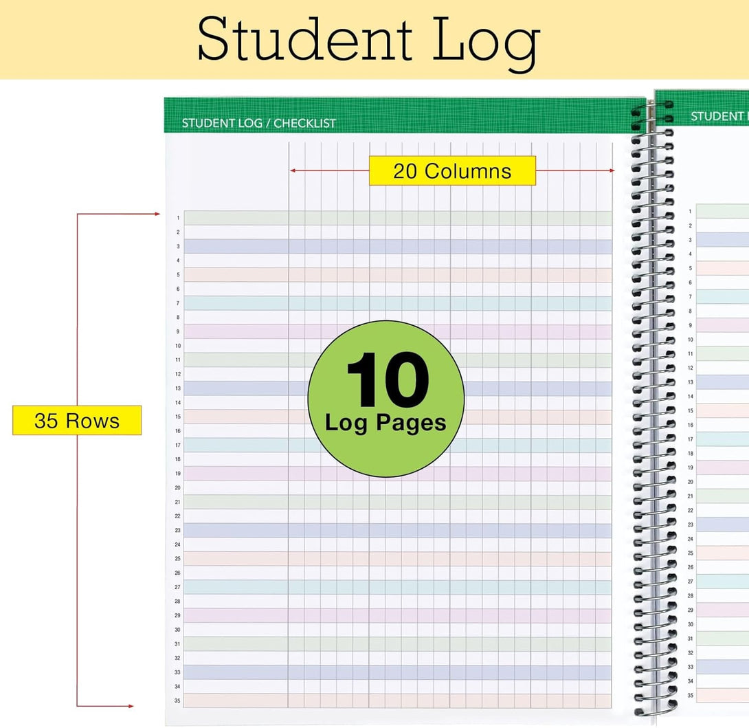 Aug 2025-Jul 2026 Lite Teacher Lesson Planner Notebook 8.5X11 Daily Weekly Monthly Organizers - Includes 7 Periods, Dated Calendar, Page Tabs, Bookmark, and Planning Stickers (Tree Seasons)