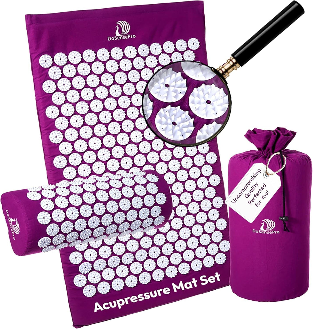 Acupressure Mat & Pillow Set - Acupressure Therapy for Back and Neck Pain Relief, Sciatica, and Pressure Point Aches Ideal Acupuncture Mat for Sleeping Aid & Recovery