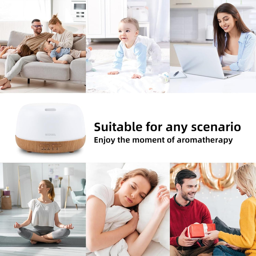 300ML Essential Oil Diffuser with 7-Color LED Lights and Remote Control, Modern Minimalist Design, High-Efficiency Ultrasonic Mist Aromatherapy Diffuser for Home