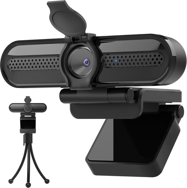 Saylas 2K Webcam, FHD Streaming Camera with 2K/30Fps, 1080P/60Fps, Autofocus, Dual Noise-Cancelling Microphones, Privacy Cover and Tripod, for Computer/Zoom/Skype/Teams/Laptop/Macbook/Windows