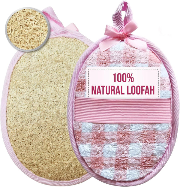 Natural Loofah Exfoliating Body Scrubber for Women Made with Natural Egyptian Loofa Sponge, Bath Shower Luffa Lufa for Face and Body. Exfoliator Scrub Pads