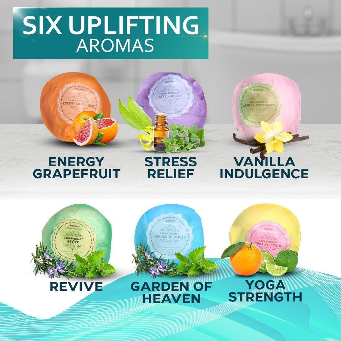 Bath Bombs Gift Set - 6 XXL Bubble Bath Fizzies (4.1 Oz Each) with Natural Dead Sea Salt Cocoa and Shea Essential Oils - Best Gift Idea for Birthday, Mom, Woman, Girl, Him, Kids