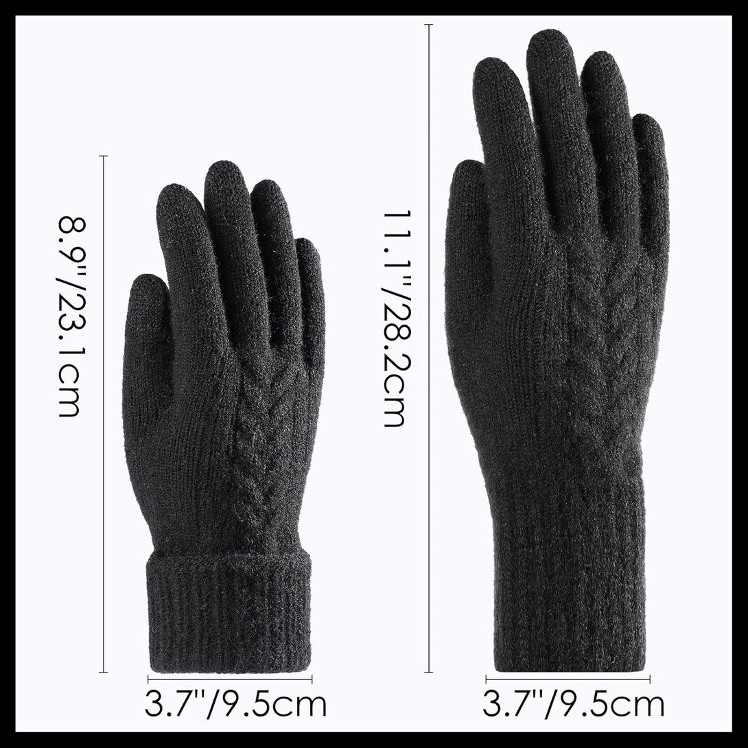Achiou Women Winter Gloves, Touch Screen Texting Gloves, Elastic Soft Warm Knit Lined, One Size