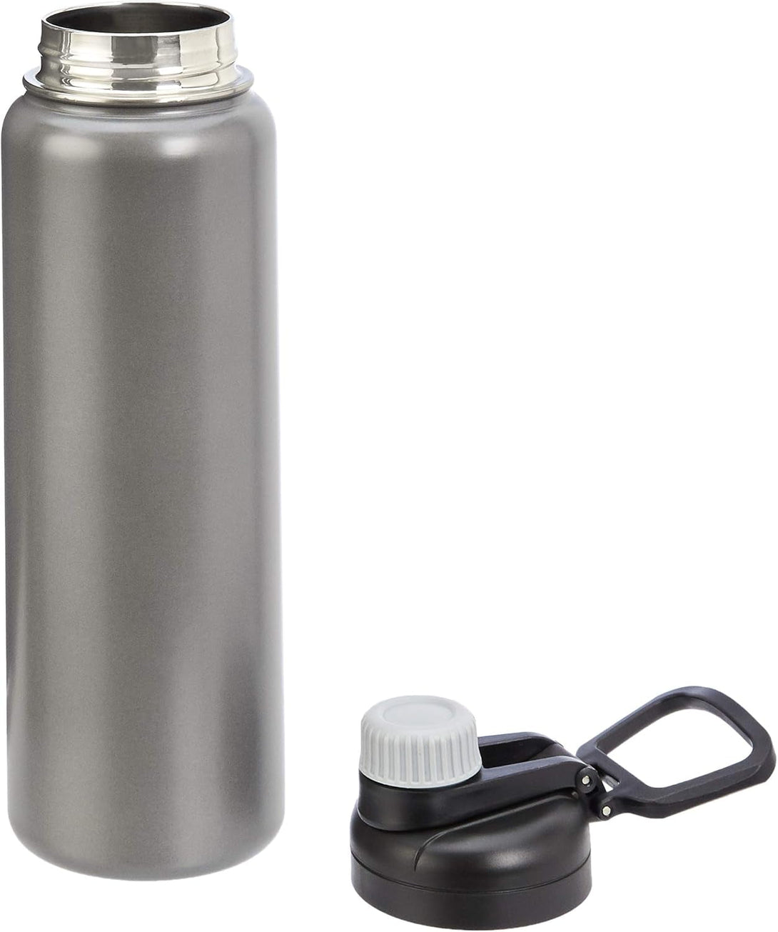 Amazon Basics Large Stainless Steel Insulated Water Bottle, Spout Lid, 30.1 Ounces, Gray