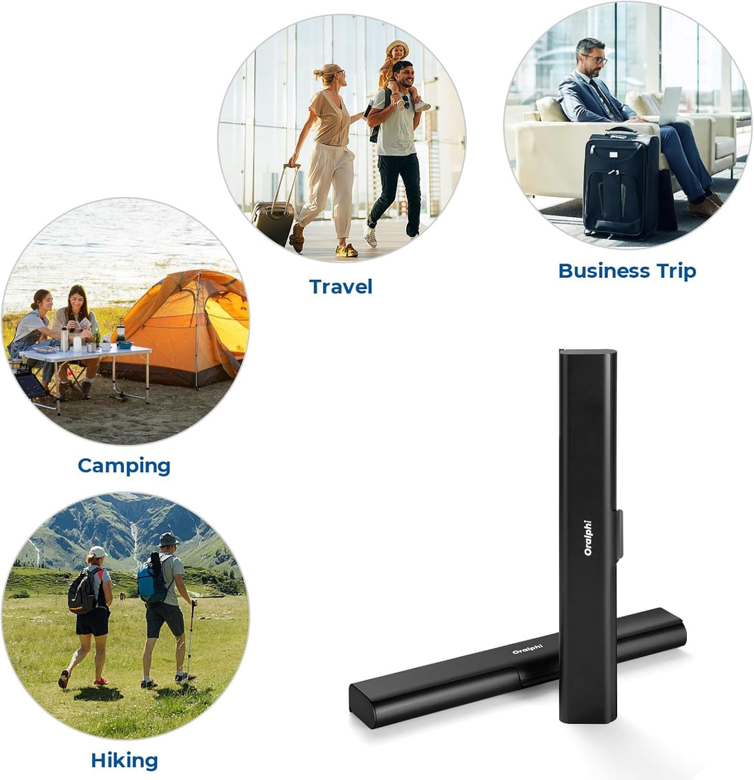 Aluminum Toothbrush Travel Case, Portable Travel Toothbrush Holder, Durable Manual Toothbrush Box Container for Traveling, Bathroom, Camping, Business Trip-Black