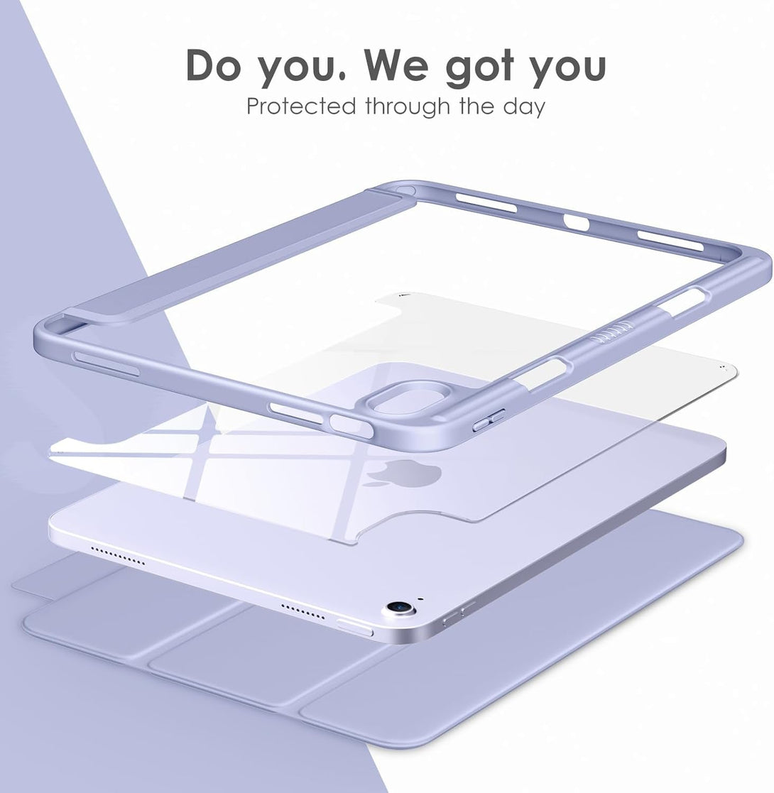 VIKESI Case for Ipad (A16) 11-Inch 2025 and Ipad 10Th Generation 10.9 Inch 2022, Clear Back and TPU Shockproof Frame Cover [Built-In Pencil Holder, Support Auto Sleep/Wake] - Blue Purple