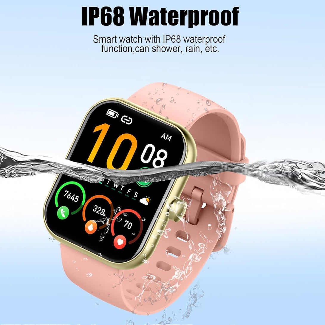 Smart Watch for Women Men, 1.96" Fitness Tracker Running Watch (Answer/Make Call), IP68 Waterproof, Pedometer, Sleep/Step/Activity/Heart Rate Monitor, 110+ Sport Modes Smartwatch for Adroid Ios, Pink