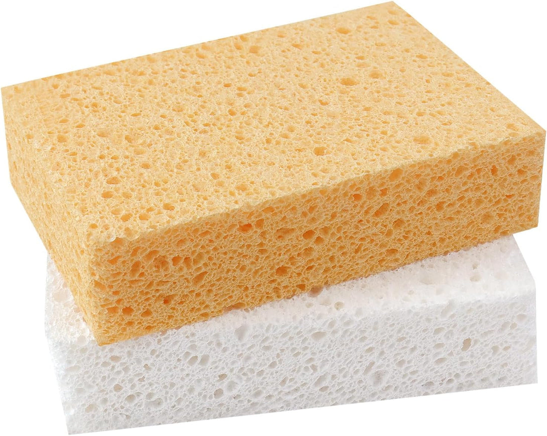 2 Pack Extra Large Kitchen Sponges for Household Cleaning Heavy Duty Reusable & Biodegradable Cellulose Thick Sponges for Washing Dishes Absorbent Non Scratch