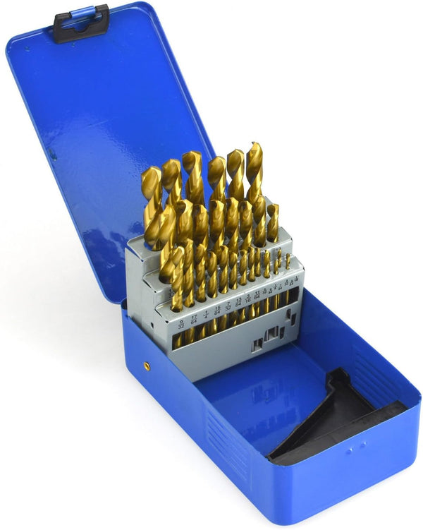 29 PC TITANIUM COATED METAL STEEL DRILL BIT SET INDEX for METAL STEEL