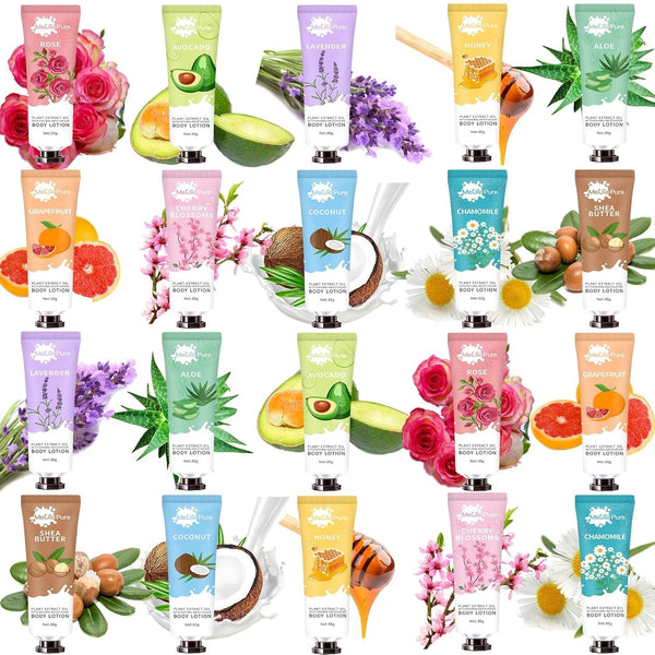 20 Pack Lotion for Women,Body Lotion for Dry Skin,Mothers Day Gifts,Teacher Appreciation,Nurses Week Gifts Bulk 2025,Travel Size Natural Fragrance Body Moisturizer with Shea Butter,Baby Shower Favors