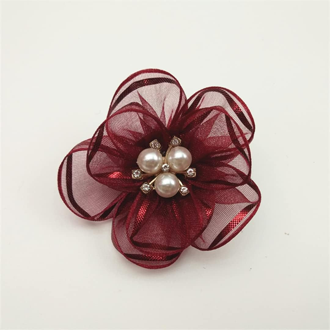 Tsangbaby 2 Pcs Pearl Flowers Shoe Clips Exquisite Rhinestone Shoes Charms Lace Floral Shoe Accessory for Wedding Pointed Toe Pumps