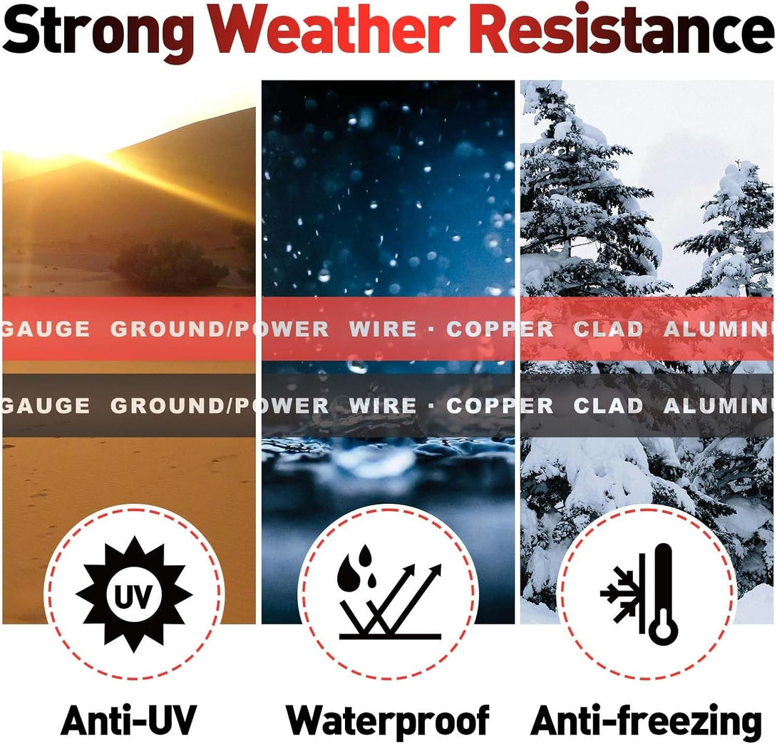 8 Gauge Wire (50FT Black) SGANGCAR True Spec Power Ground Wire Cable with 10 Lugs, 10 Heat Shrink Wrap,Copper Clad Aluminum Cca,For Power/Auto,Amplifier,Car Audio Speaker,Ground Cable