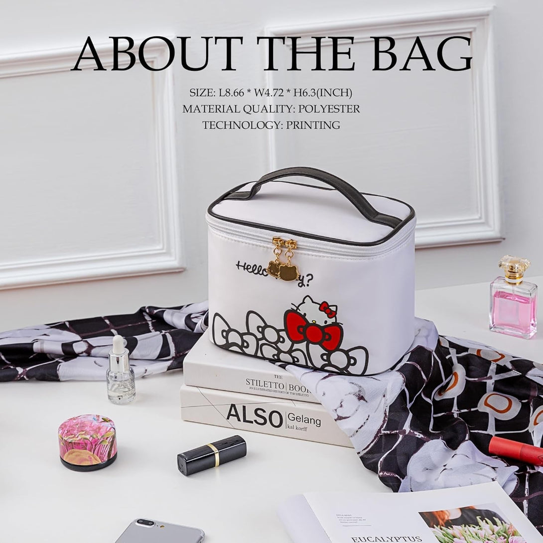 Ambealla Makeup Bag Large Waterproof Cosmetic Bags with Makeup Brush Holder, Cute Printed Makeup Organizer for Women Traveling,Portable Toiletry Bag for Girls