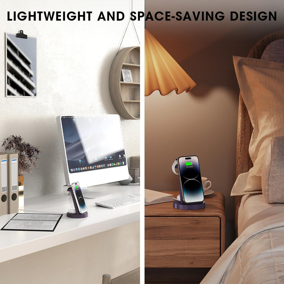 3 in 1 Charging Station for Iphone - Wireless Charger for Apple Products Multiple Devices - Charging Dock Stand for Airpods (For Iphone 16E 16 15 14 13 Pro 12 11 X Max)