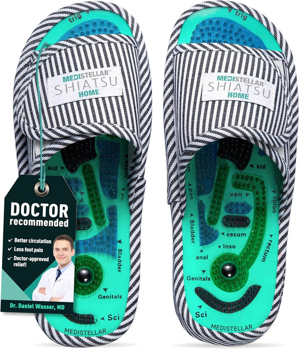 Shiatsu Home Acupressure Massage Slippers for Plantar Fasciitis, Acupuncture Foot Massager, Pain Relief & Muscle Relaxation