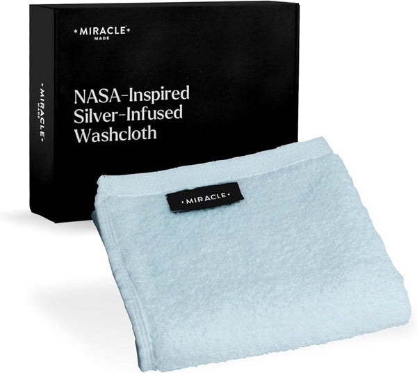 Miracle Made® Wash Cloth - Sky Bkue 13 X 13 Inches - Premium 100% Long Staple Silver Ion Cotton Bath Towel Cloth - Ultra Soft Plush Fade Resistant Highly Absorbent Quick Drying Bath Sheet