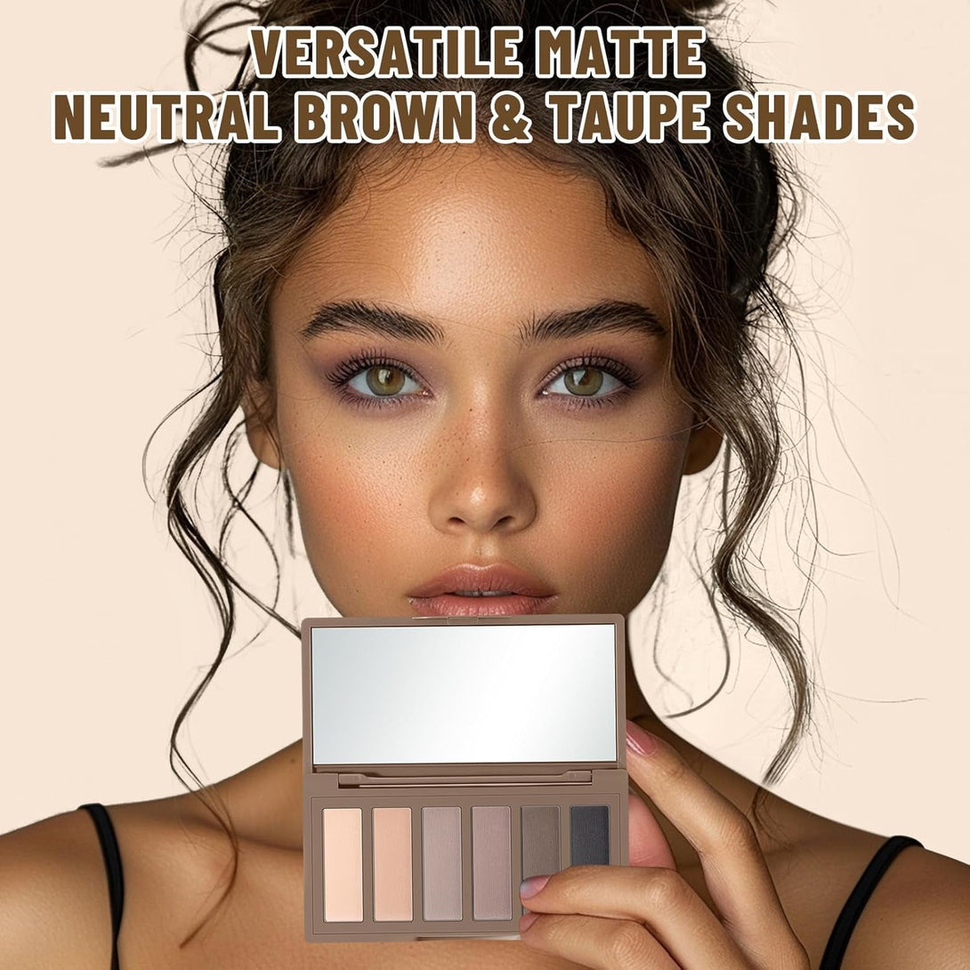 6 Colors Mini Naked Eyeshadow Makeup Palette Neutral Nude Smoky Eye Shadow Taupe & Brown Matte Make up Pallet with Mirror Highly Pigmented Long Lasting Waterproof Travel Size Gift Kit 01