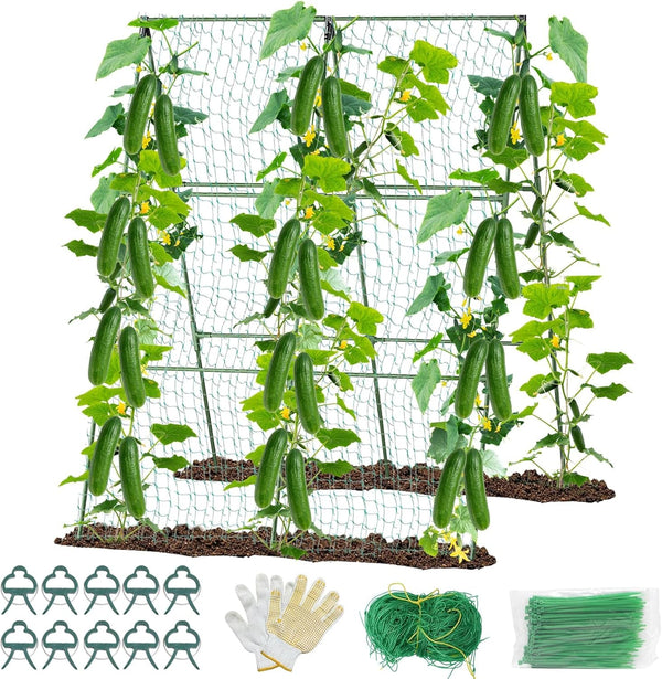 55" H X 36" W Cucumber Trellis, Trellis for Climbing Plants Outdoor, A-Frame Cucumber Trellis for Raised Bed Garden Vegetable Grow Supports, Tomato Plant Support for Tomato Squash Zucchini (A Frame)