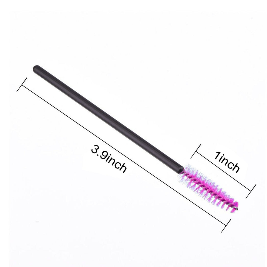 200 PCS Disposable Eyelash Brush Mascara Wands Spoolies for Eye Lash Extension, Eyebrow and Makeup (Black&Rose Red)